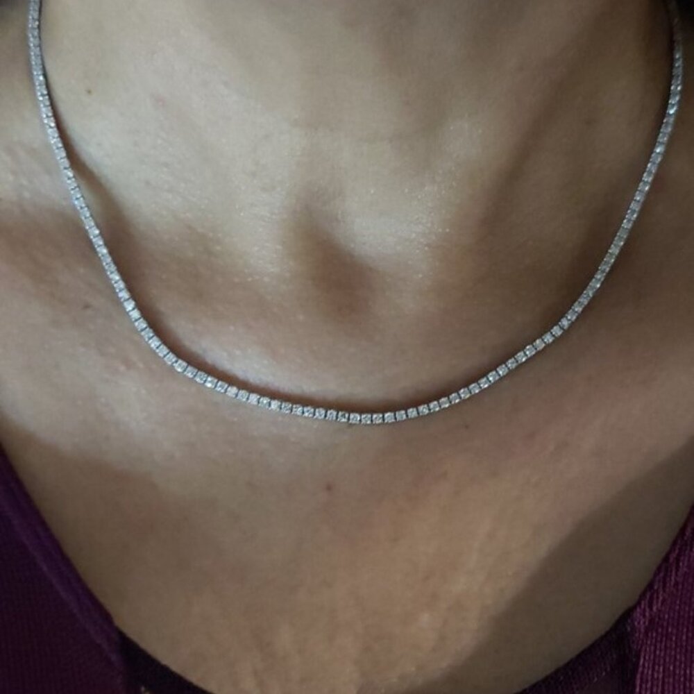 14Kt Gold 4 Ct Lab Grown Diamond 16 inch Tennis Necklace